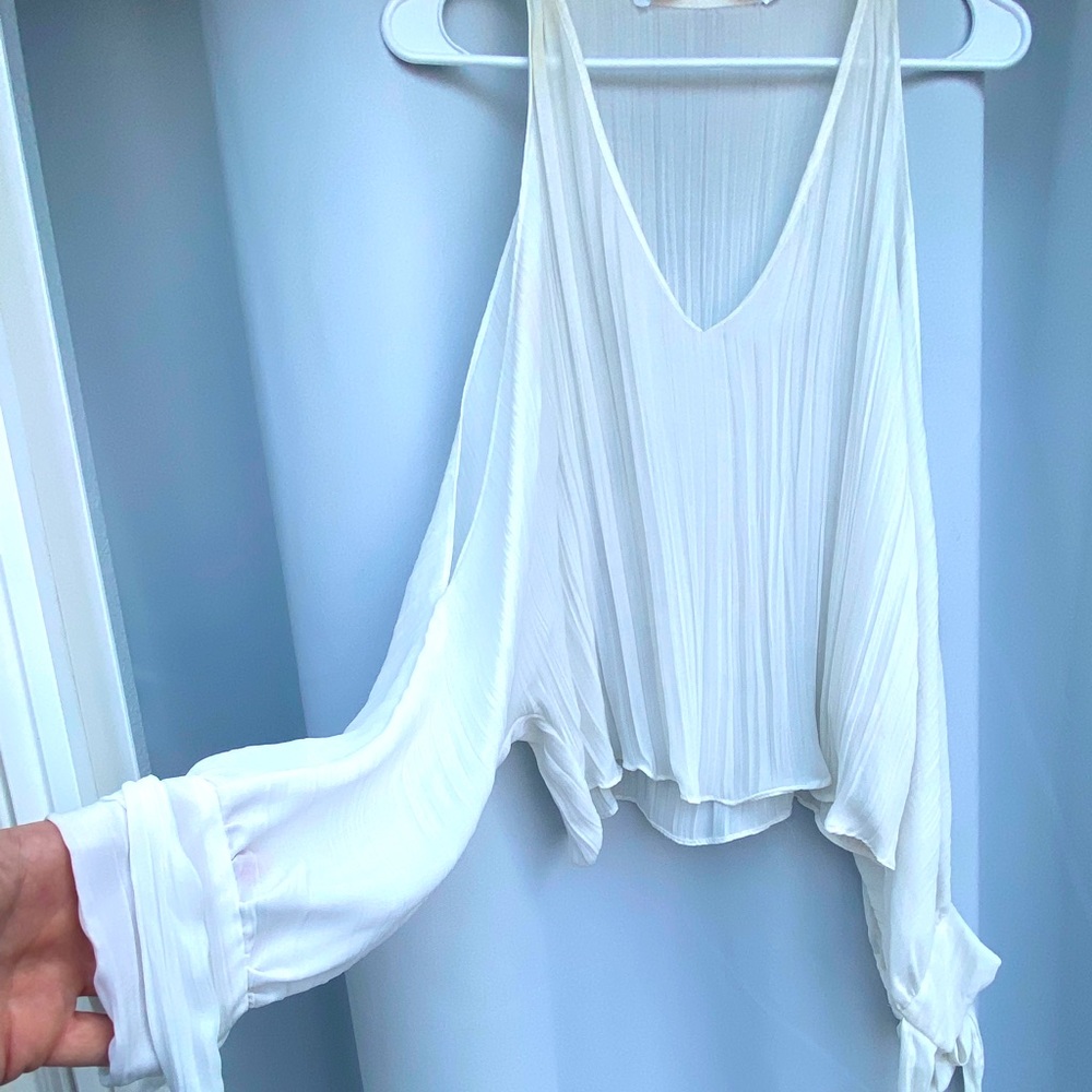 Sheer open sleeve blouse